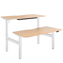 Emerge Electric Height Adjustable 2 User Desk 1500x750mm Beech Scallop/White