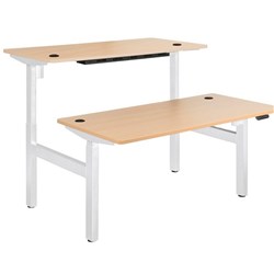 Emerge Electric Height Adjustable 2 User Desk 1500x750mm Beech/White