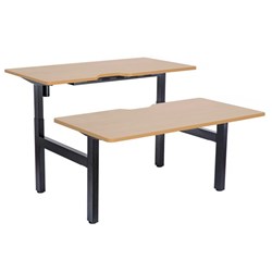 Emerge Fixed Height & Height Adjustable Back To Back Desks Scallop Top 1500mm Beech/Black