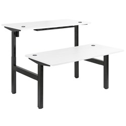 Emerge Combination Fixed Height & Electric Height Adjustable Back To Back Desks 1500mm White/Black