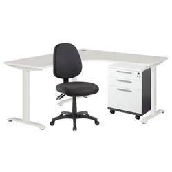 Amplify Workstation, Emerge Mobile And Advance Chair Bundle White/Ironstone