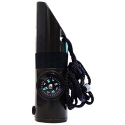 Emergency Whistle With Compass And Flashlight Black