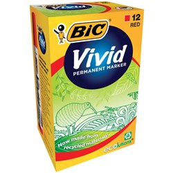 BIC Ecolutions Vivid Red Permanent Markers Bullet Tip, Box of 12