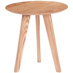 Akito American Ash Timber Side Table Round 500x500mm Natural Stain