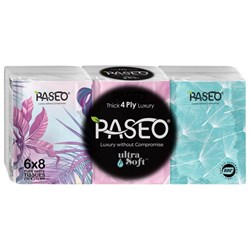 Paseo Facial Tissues 4 Ply Pack of 6, Carton of 18