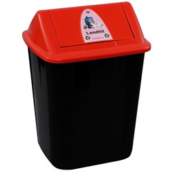 Italplast Waste Rubbish Bin 32L Black/Red