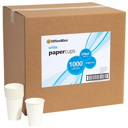 OfficeMax Paper Cups White 210ml, Carton of 1000