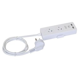 Dynamix A12U 2-Way Powerboard with USB Charging Port 1m White