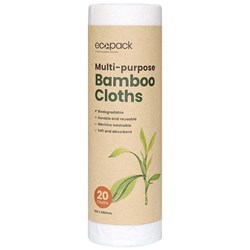 Ecopack Multi-Purpose Bamboo Cloths ED-1199, Carton of 6 Rolls of 20 