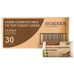 Ecopack Home Compostable Bin Liners XS 8L, Carton of 3 Rolls of 30