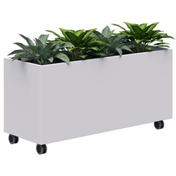 Fiord Mobile Planter Including Artificial Plants 1200x600mm White/Plants