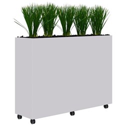 Fiord Mobile Planter Including Artificial Plants 1600x1200mm White/Grass