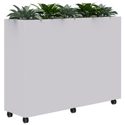 Fiord Mobile Planter Including Artificial Plants 1600x1200mm White/Plants