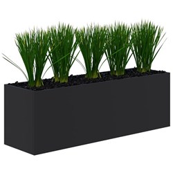 Fiord Planter Including Artificial Plants 1600x600mm Black/Grass