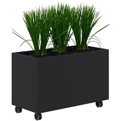 Fiord Mobile Planter Including Artificial Plants 900x600mm Black/Grass