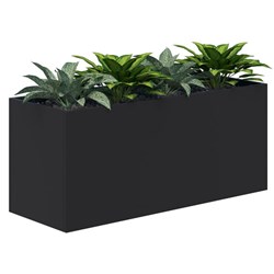 Fiord Planter Including Artificial Plants 1200x600mm Black/Plants