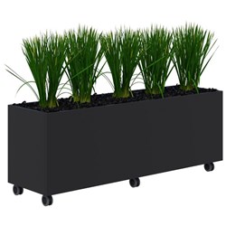 Fiord Mobile Planter Including Artificial Plants 1600x600mm Black/Grass