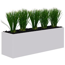 Fiord Planter Including Artificial Plants 1600x600mm White/Grass