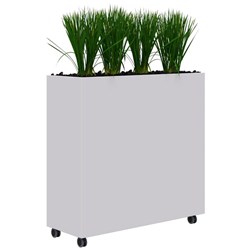 Fiord Mobile Planter Including Artificial Plants 1200x1200mm White/Grass