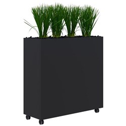 Fiord Mobile Planter Including Artificial Plants 1200x1200mm Black/Grass