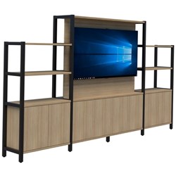 Grid 40 TV Open Display Wall Unit 3360x1500/1890mm Classic Oak/Black