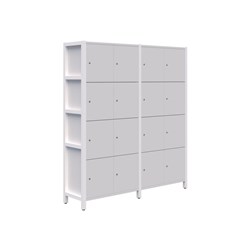 Accent Grid40 Module Locker 4x4 Keyed Locks 1890x1720x400mm Snow Velvet/White