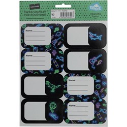 Spencil Neon Life Name & Subject School Book Labels, Pack of 16