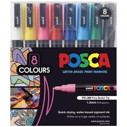 Uni Posca 1.3mm Bullet Paint Assorted, Pack of 8 