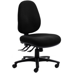 Charlie High Back Task Chair 3 Lever Long Seat Black Fabric