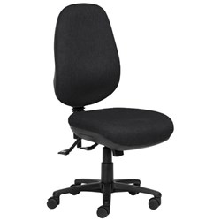 Charlie Extra High Back Task Chair 3 Lever Wide Seat Black Fabric