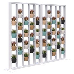 Connect Freestanding Plant Wall With Artificial Plants Room Divider 2400x1890mm Snow Velvet/White