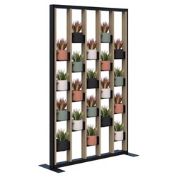 Connect Freestanding Plant Wall With Artificial Plants Soft Round Pots 1200x1890mm Classic Oak/Black