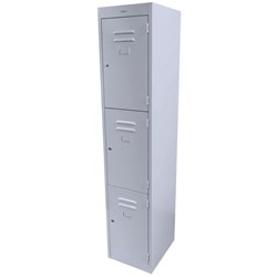 Steelco 3 Door Keylock Locker 305x1830mm Silver Grey