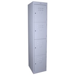 Steelco 4 Door Keylock Locker 305x1830mm Silver Grey