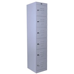 Steelco 6 Door Padlatch Locker 380x1830mm Silver Grey