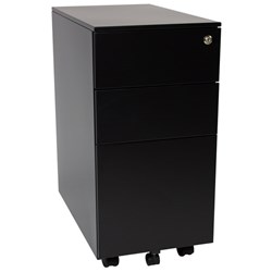 Steelco Slimline 3 Drawer Mobile Pedestal 300x615mm Black