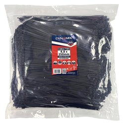 Dynamix Plastic Cable Tie Black 250x4.8mm Black Pack of 1000