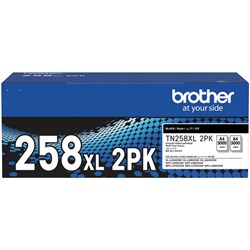 Brother TN258XLBK2PK Black Laser Toner Cartridge High Yield, Pack of 2
