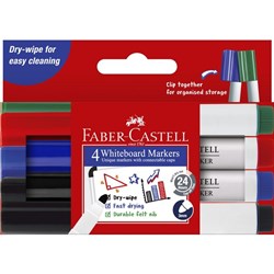 Faber-Castell Connector Whiteboard Markers Assorted Colours, Pack of 4