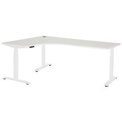 Amplify Electric Height Adjustable Workstation Left Return 1800x1200x600mm White/White