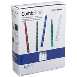 GBC Ibico 25mm Plastic Binding Coils 21 Ring White, Pack of 50