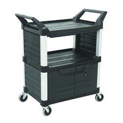 Trust 3 Tier Cart with Doors 850x470x960mm Black