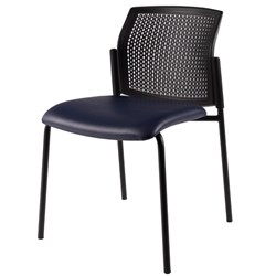 Zest Visitor Chair 4 Leg Black Shell Vinyl Fabric/Navy