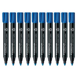 Staedtler Lumocolor 352 Blue Permanent Marker Bullet Tip, Pack of 10