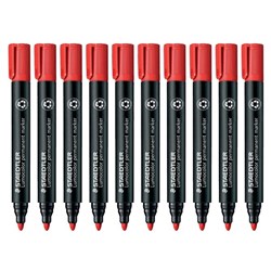 Staedtler Lumocolor 352 Red Permanent Marker Bullet Tip, Pack of 10