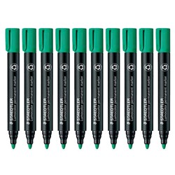 Staedtler Lumocolor 352 Green Permanent Marker Bullet Tip, Pack of 10