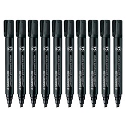 Staedtler Lumocolor 350 Black Permanent Marker Chisel Tip, Pack of 10