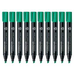 Staedtler Lumocolor 350 Green Permanent Marker Chisel Tip, Pack of 10