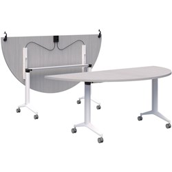 Boost Semi-Circle Flip Table 1800x900mm Silver Strata/White