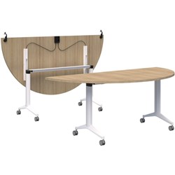 Boost Semi-Circle Flip Table 1800x900mm Classic Oak/White